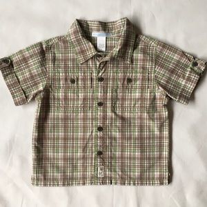 Janie and Jack shirt size 2T plaid button beige